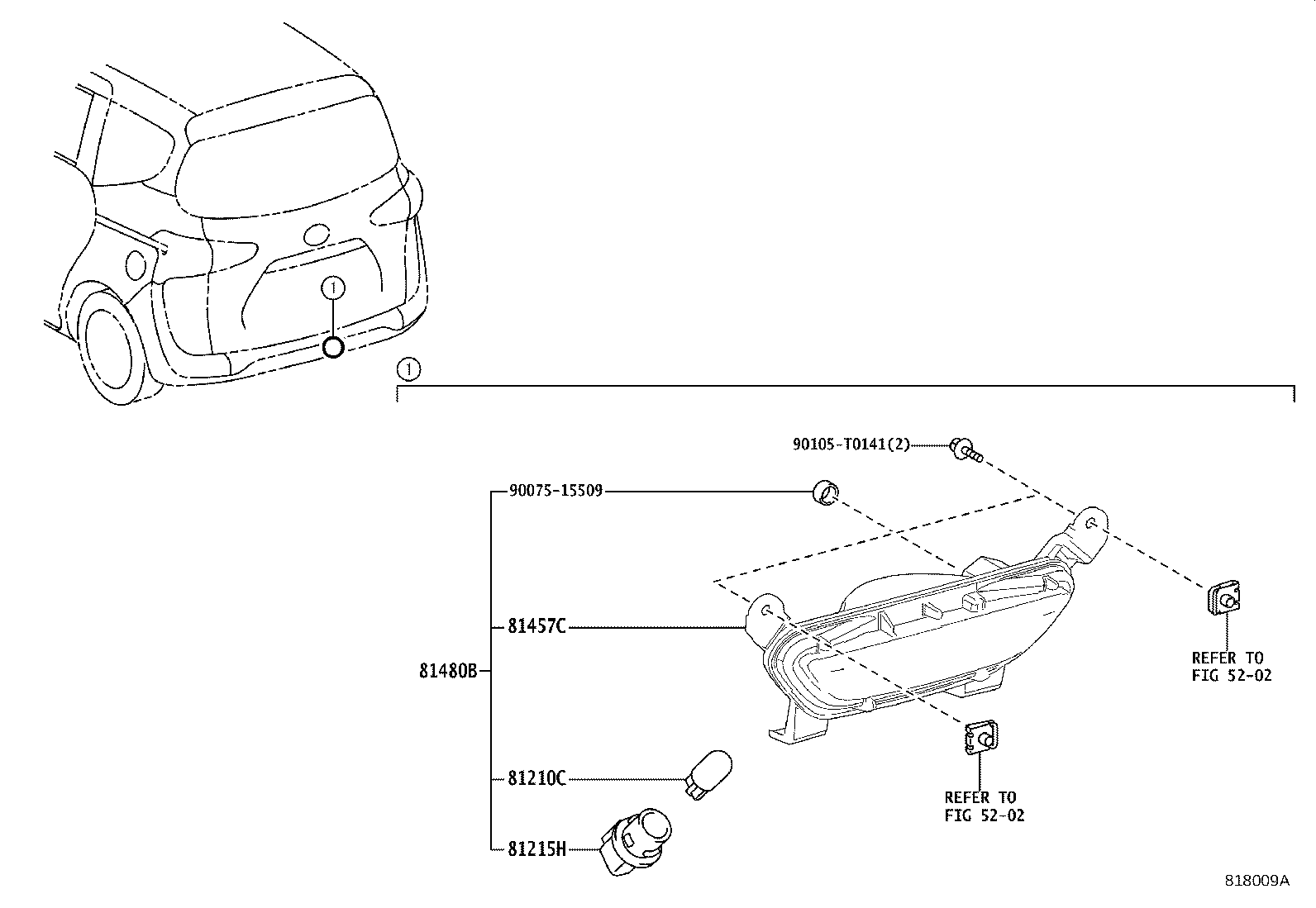 81480-0D100 LAMP ASSY, REAR FOG product image