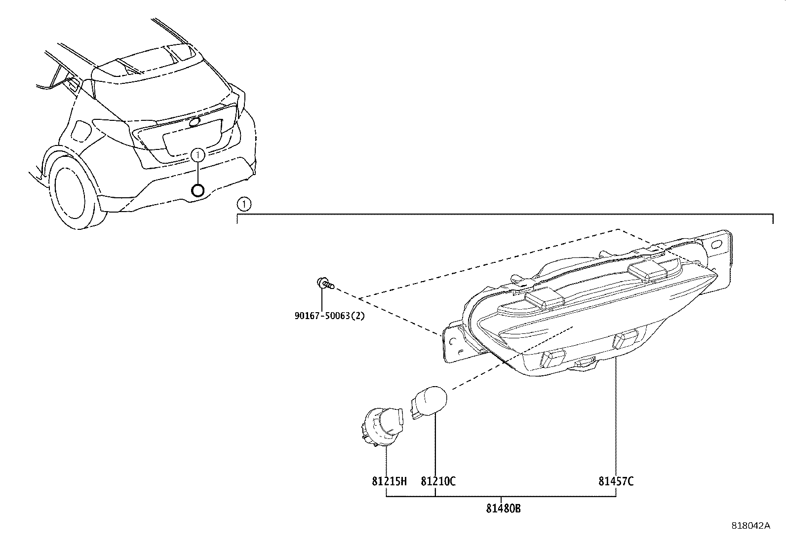 81457-10020 LENS & BODY, REAR FOG LAMP product image