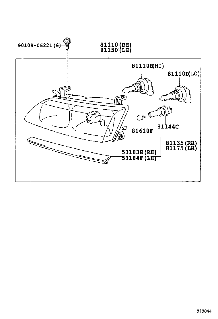 53183-33070 SEAL, HEADLAMP COVER, RH product image