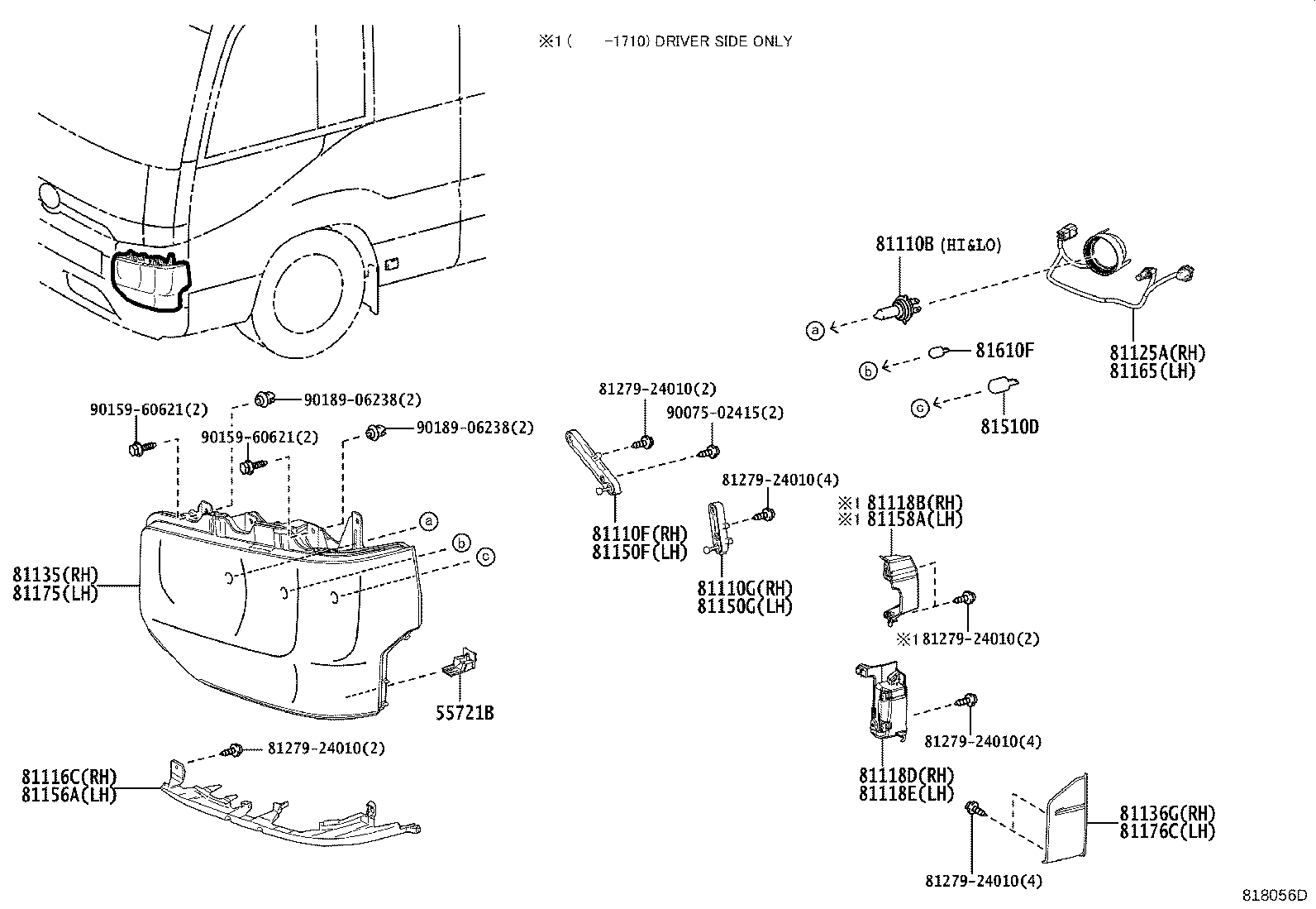 81130-36680 UNIT ASSY, HEADLAMP, RH product image