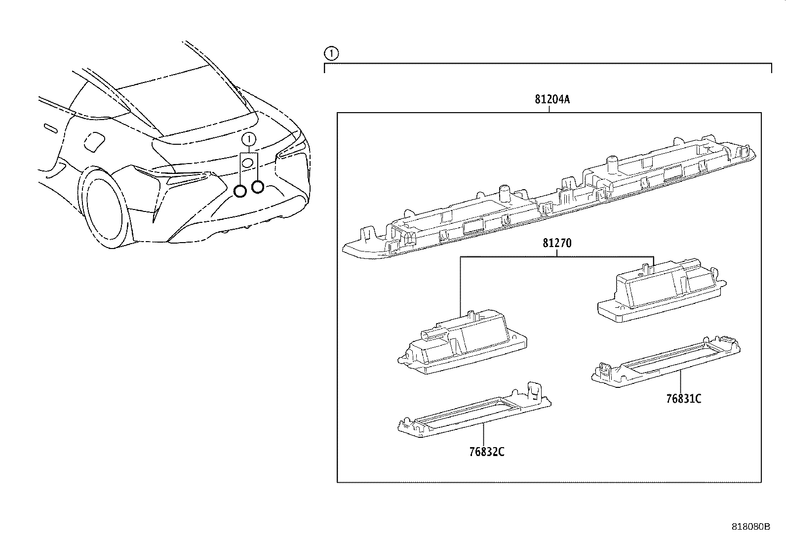 Toyota 81204-11010 LAMP SUB-ASSY, LICENSE PLATE