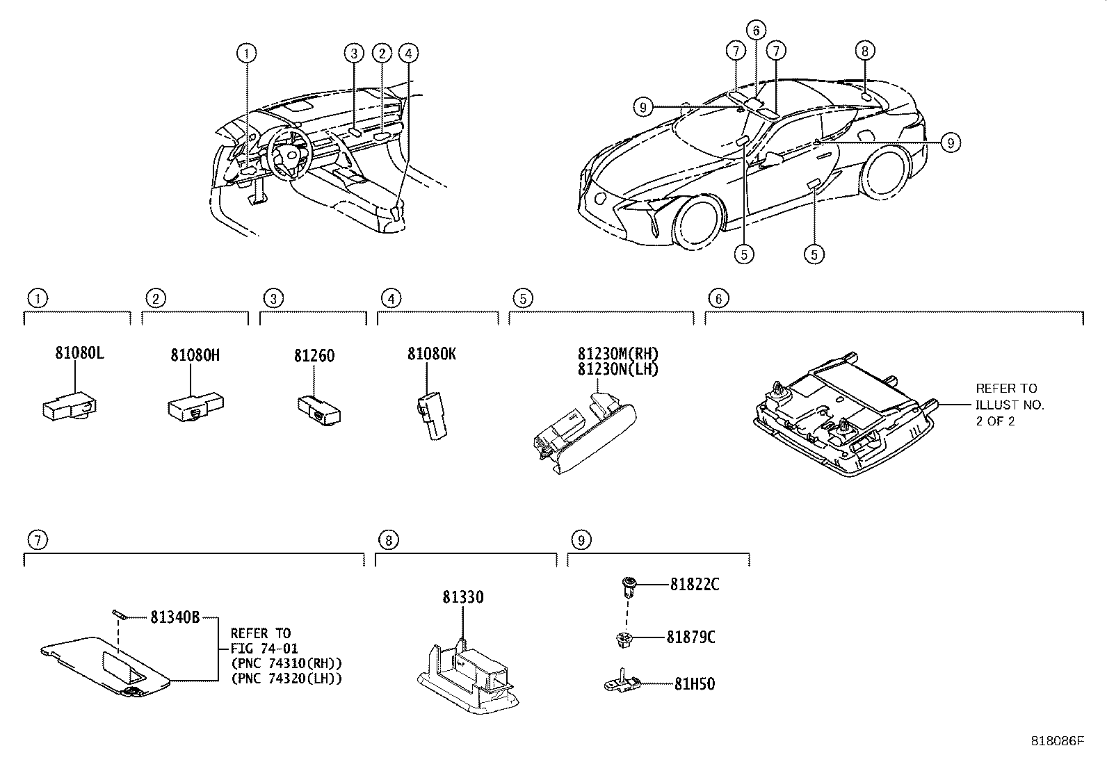 Toyota 81208-11150 LAMP SUB-ASSY, MAP