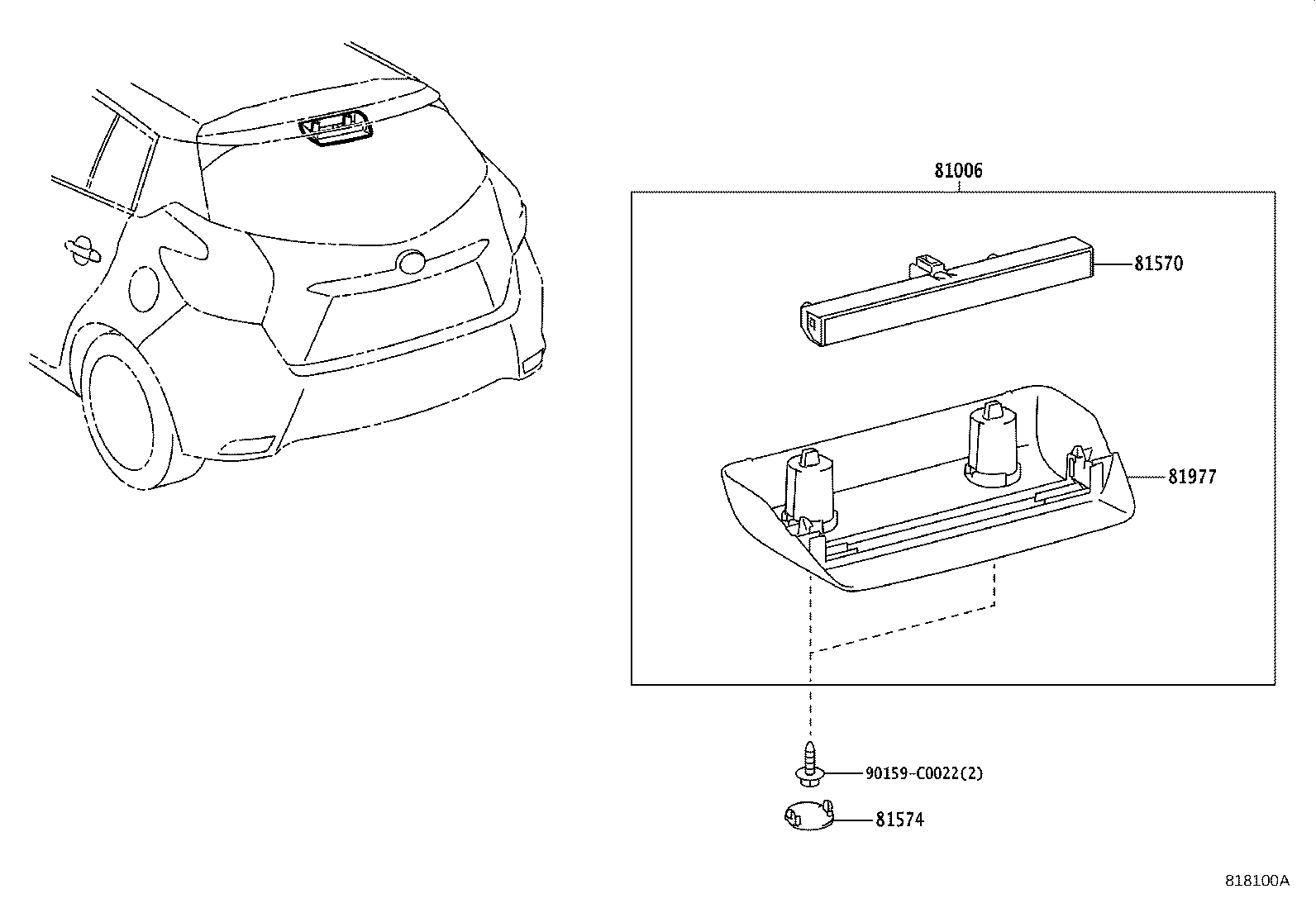 81570-02210 LAMP ASSY, CENTER STOP product image