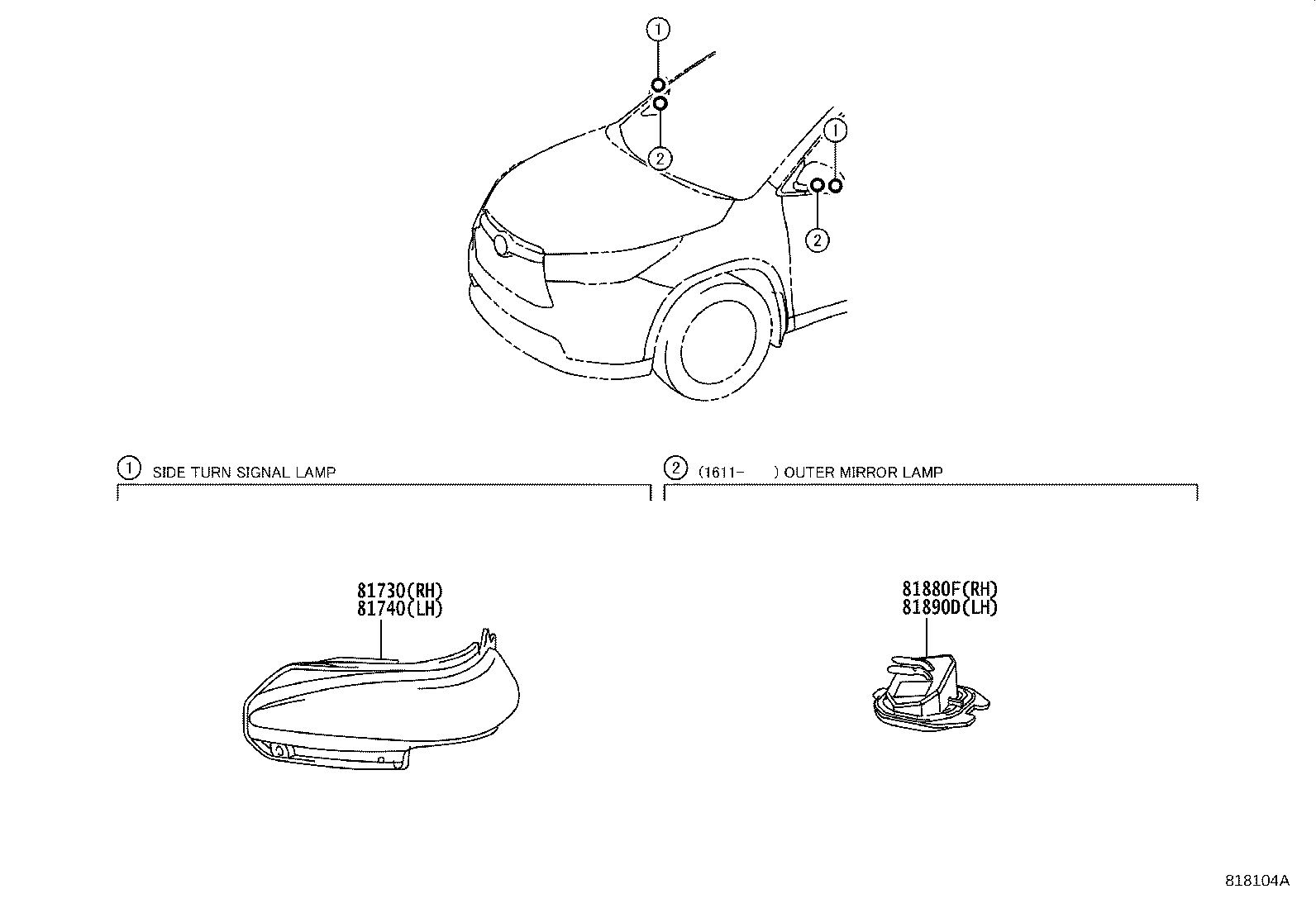 81740-0R010 LAMP ASSY, SIDE TURN SIGNAL, LH product image