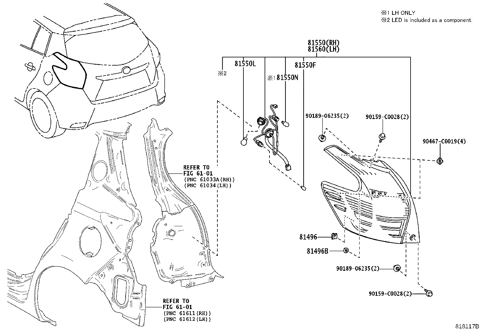 81550-0DC91 LAMP ASSY, REAR COMBINATION, RH product image