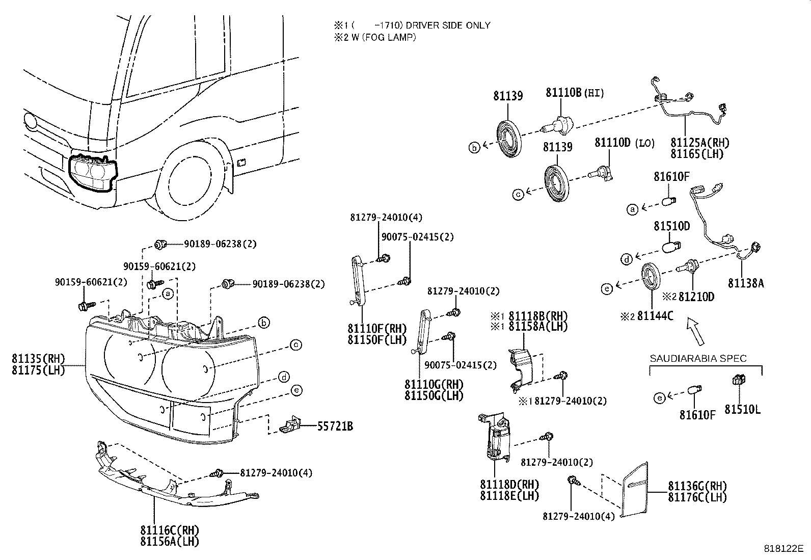 81130-36680 UNIT ASSY, HEADLAMP, RH product image