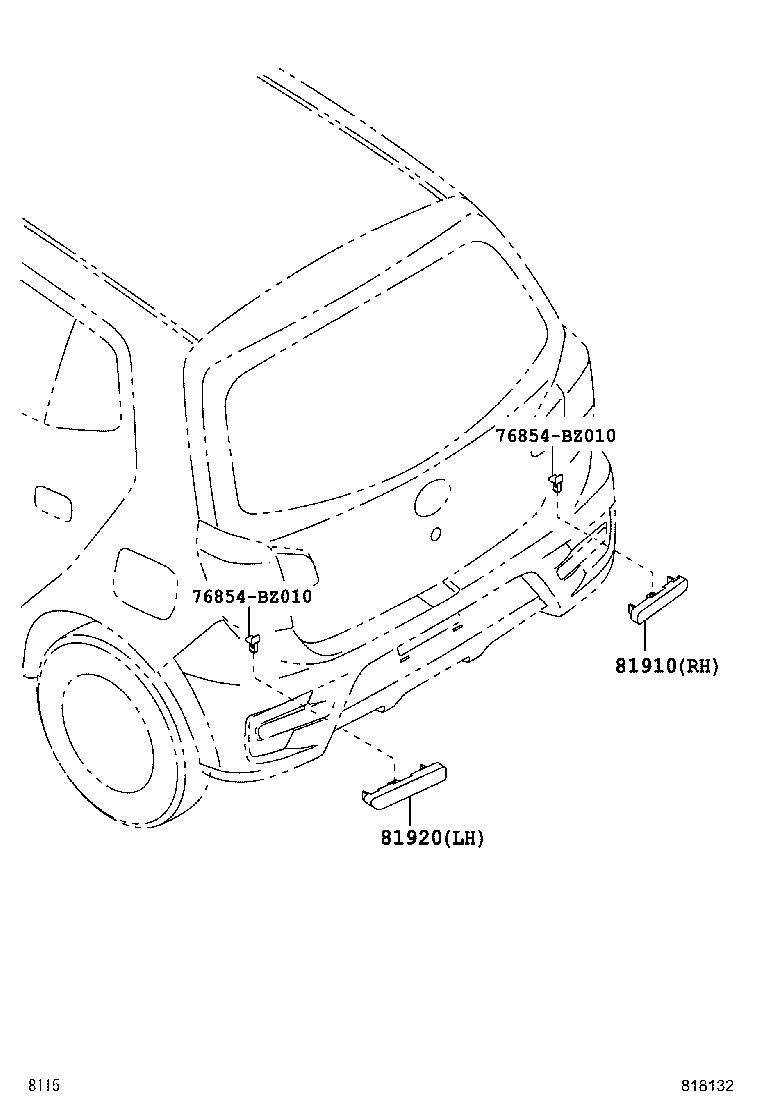 81910-BZ070 REFLECTOR ASSY, REFLEX, RH product image