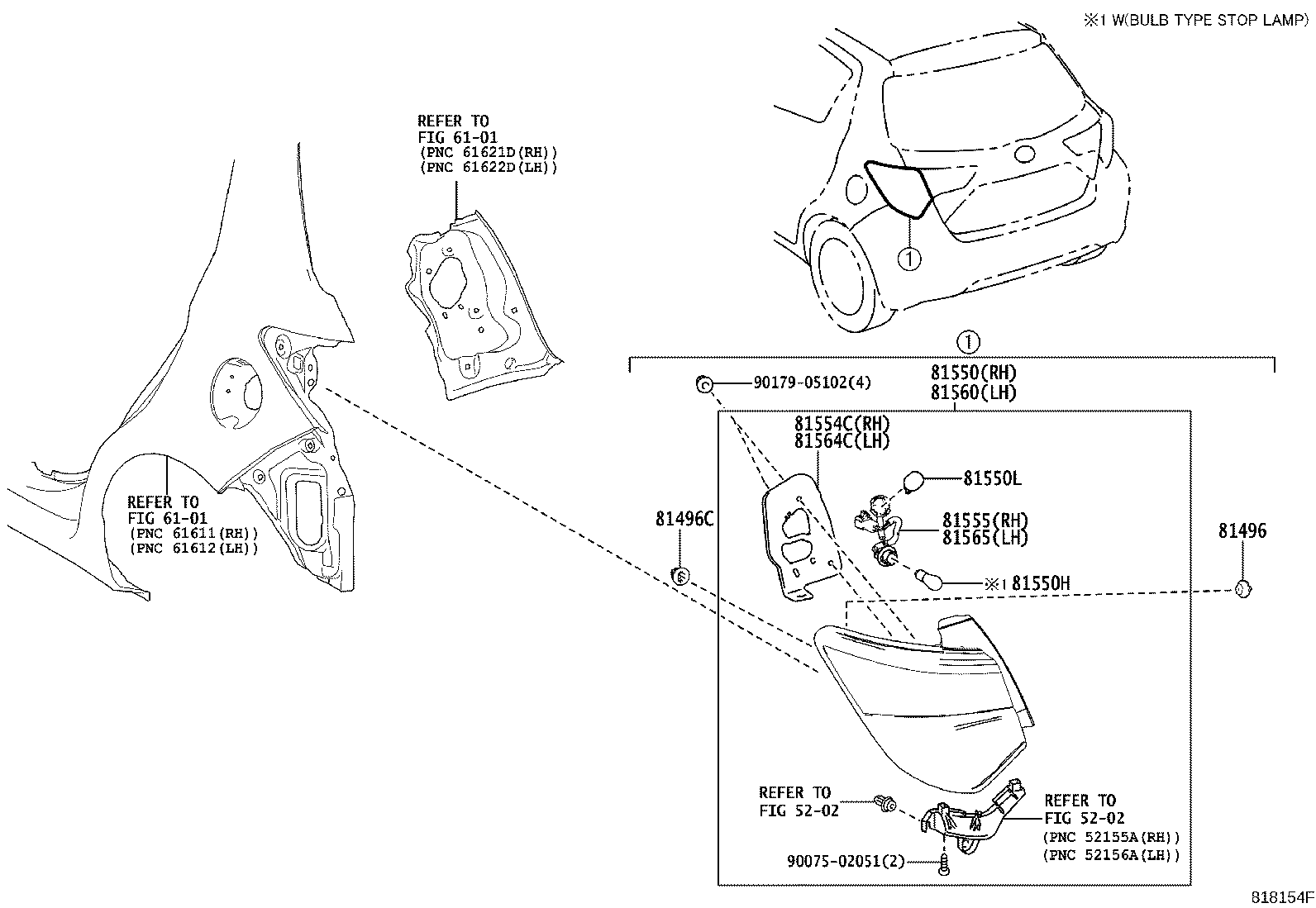 81550-0DB70 LAMP ASSY, REAR COMBINATION, RH product image