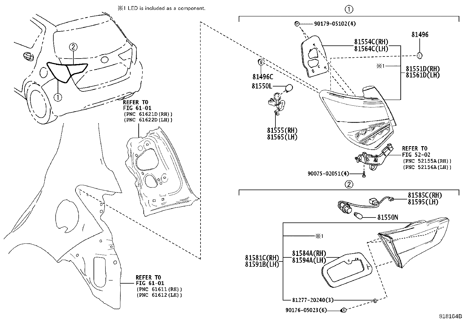 81558-52841 COVER, REAR COMBINATION LAMP, RH product image