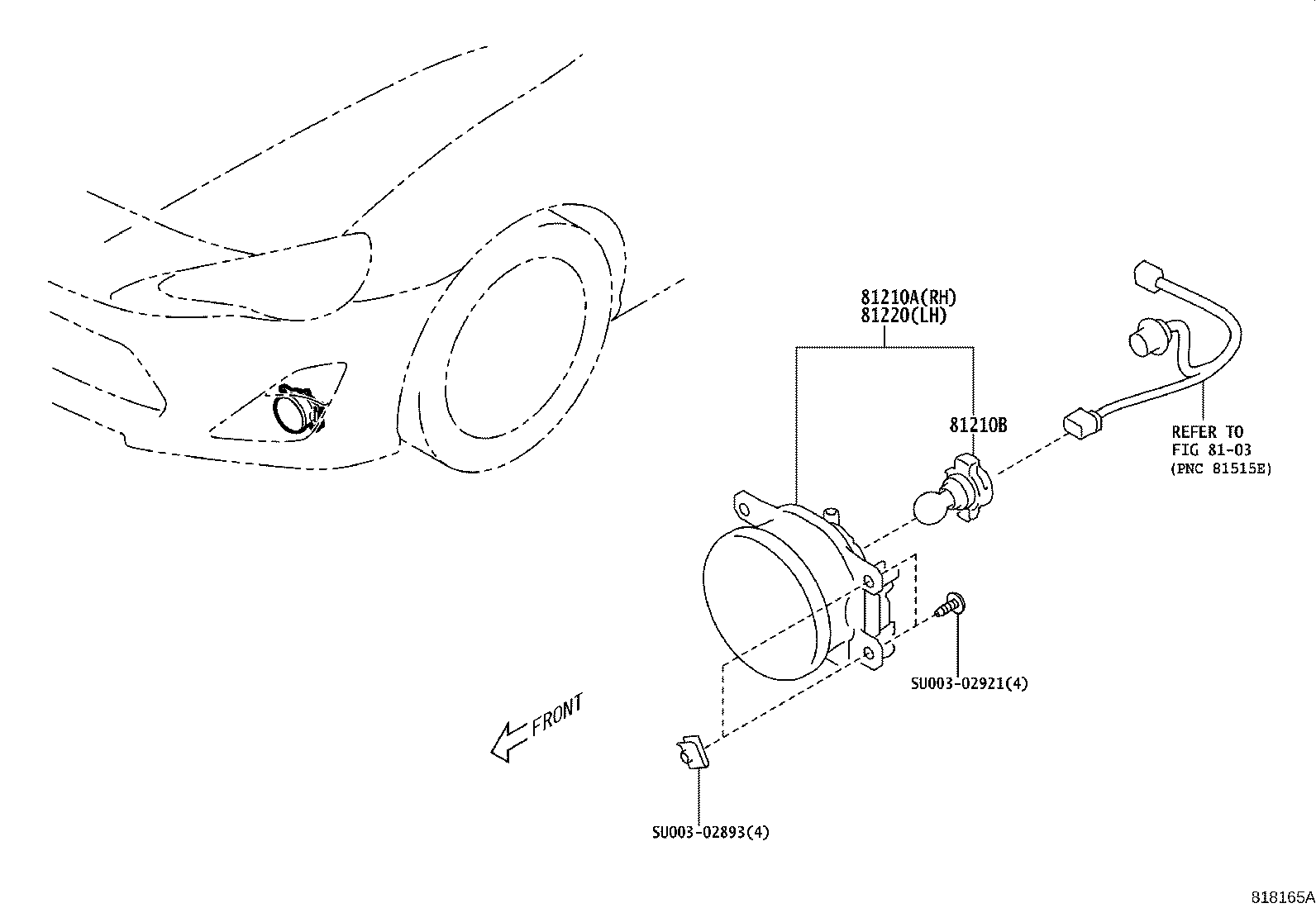 Toyota SU003-02518 LAMP ASSY, FOG, RH