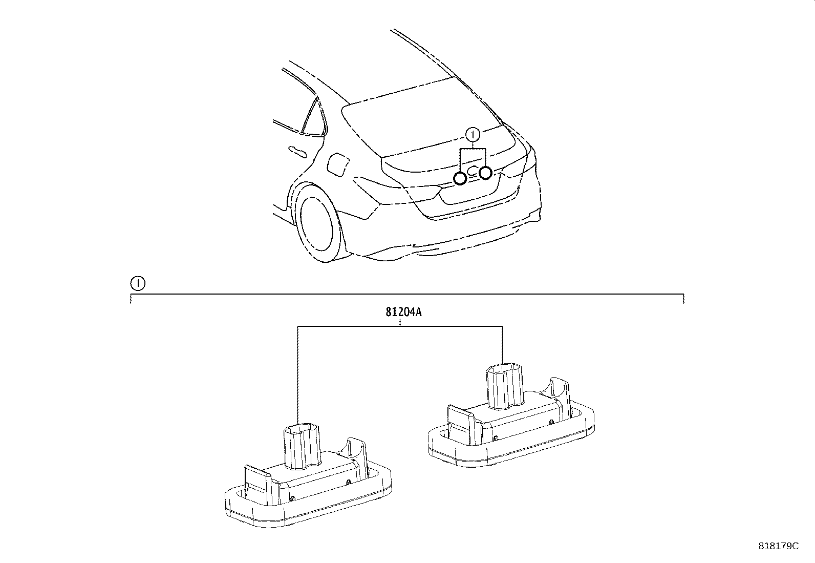 Toyota 81204-06030 LAMP SUB-ASSY, LICENSE PLATE