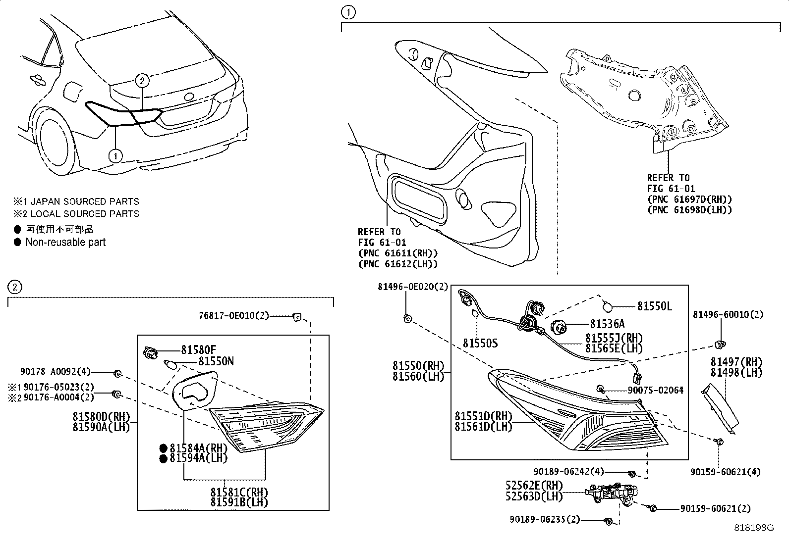 Toyota 81550-06A30 LAMP ASSY, REAR COMBINATION, RH