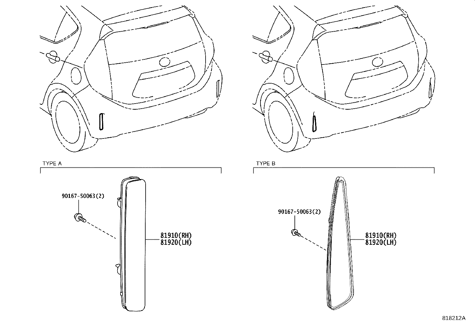 81920-12140 REFLECTOR ASSY, REFLEX, LH product image
