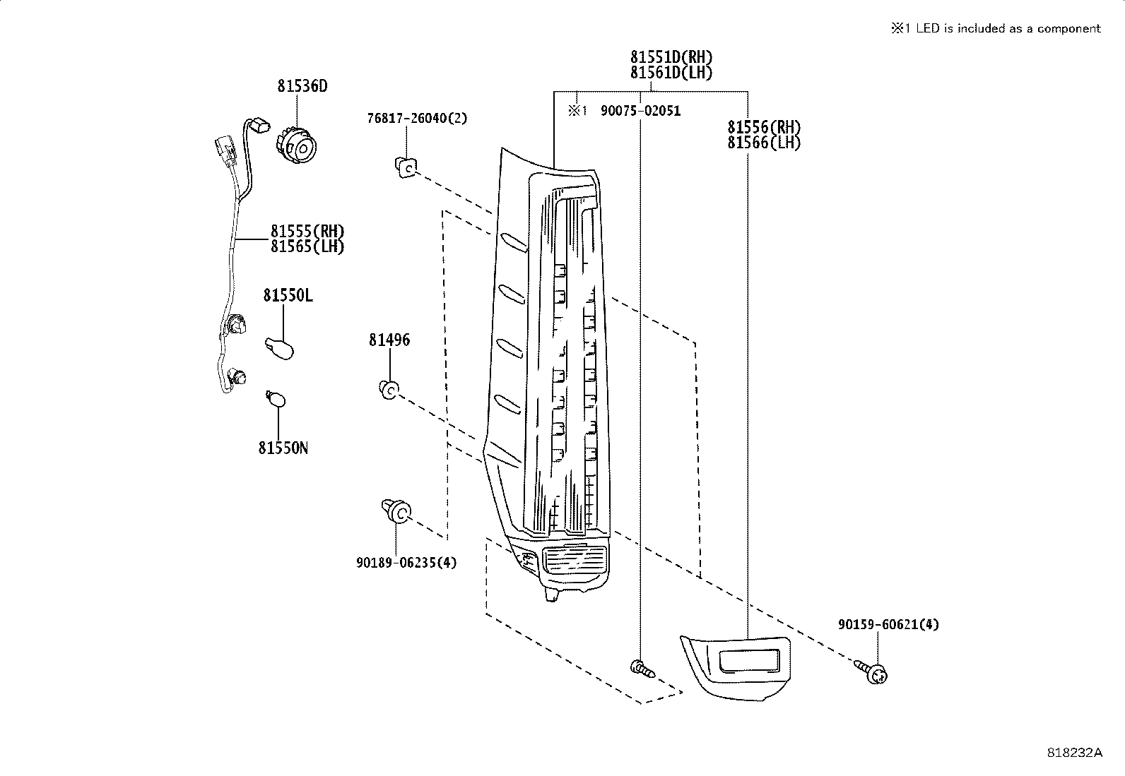 81556-28700 RIM, REAR COMBINATION LAMP, RH product image