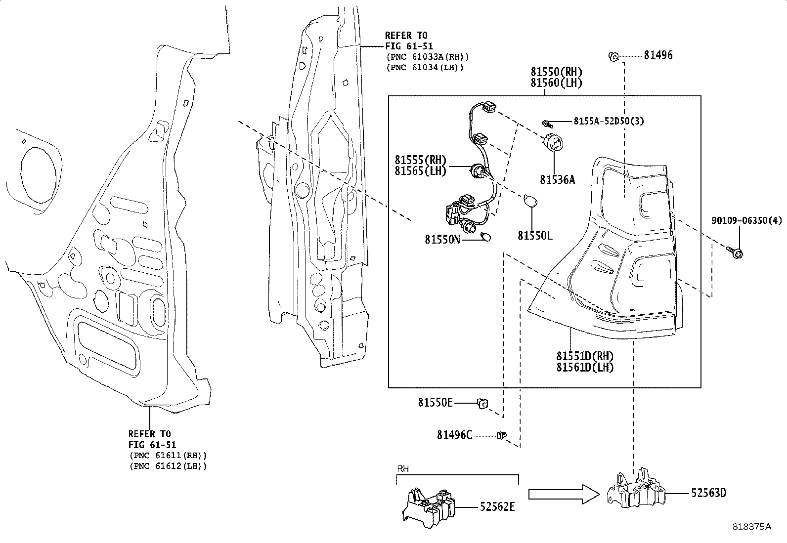 81550-0G040 LAMP ASSY, REAR COMBINATION, RH product image