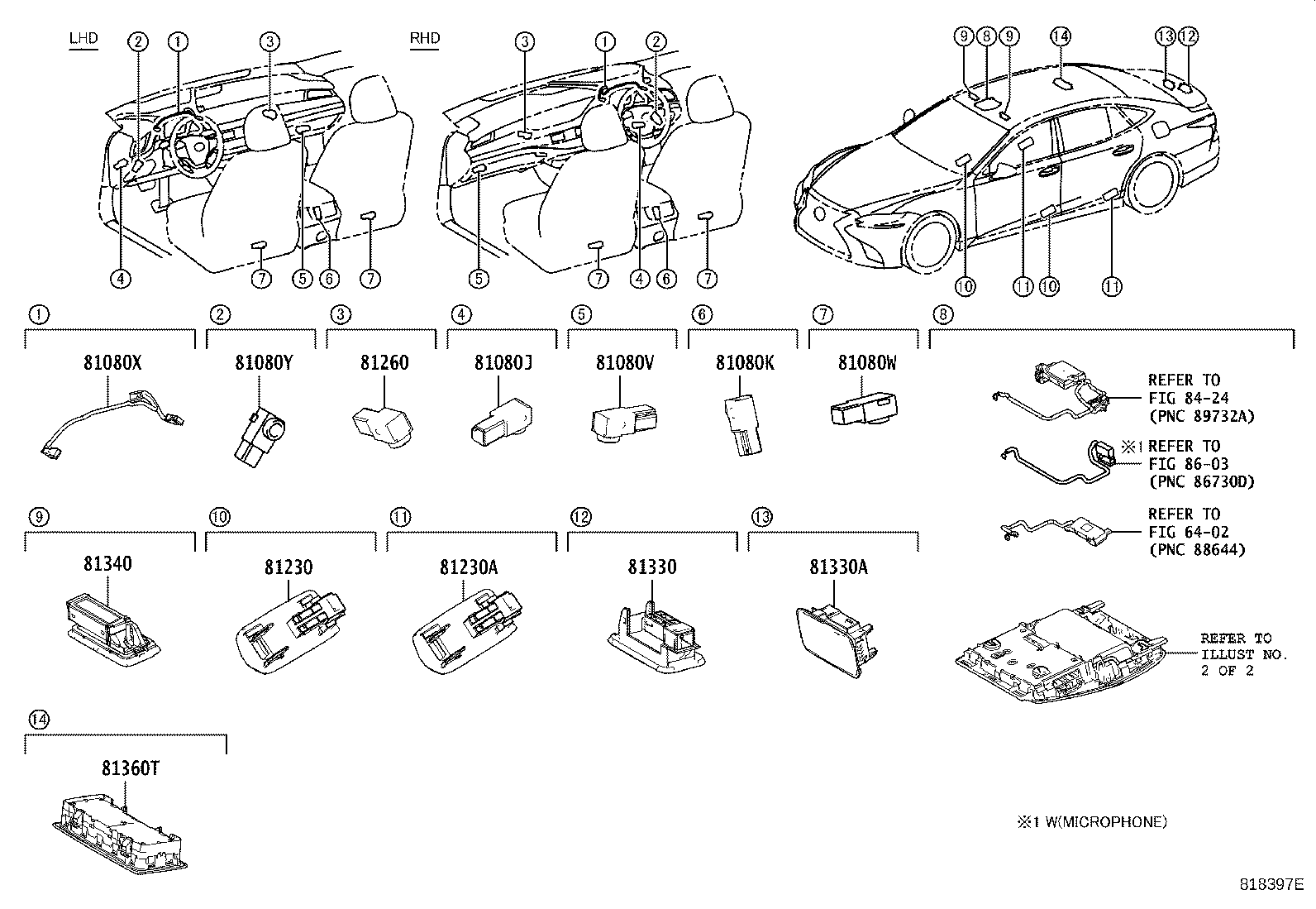 81090-57010 LAMP ASSY, INTERIOR ILLUMINATION, NO.2 product image