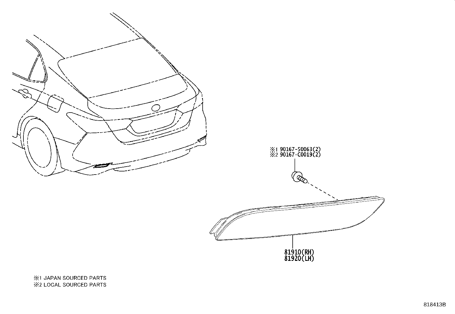 81920-06070 REFLECTOR ASSY, REFLEX, LH product image