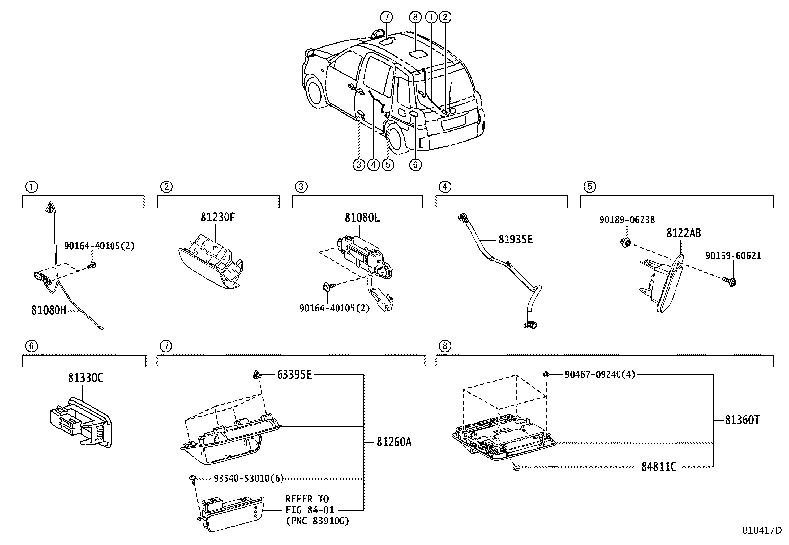 81080-15010 LAMP ASSY, INTERIOR ILLUMINATION, NO.1 RH product image