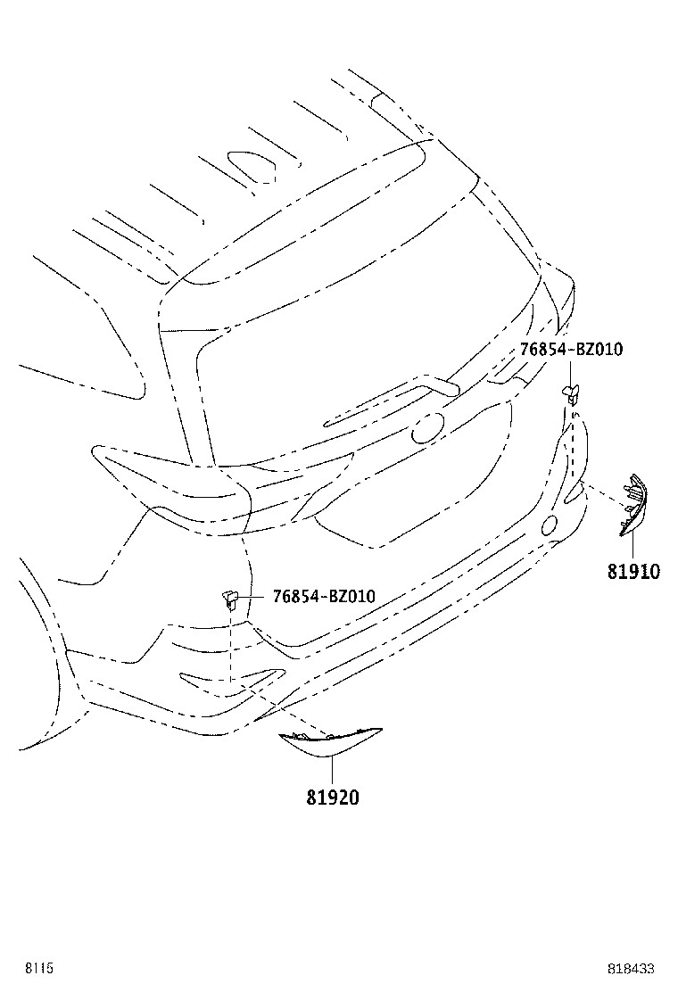 81910-BZ260 REFLECTOR ASSY, REFLEX, RH product image