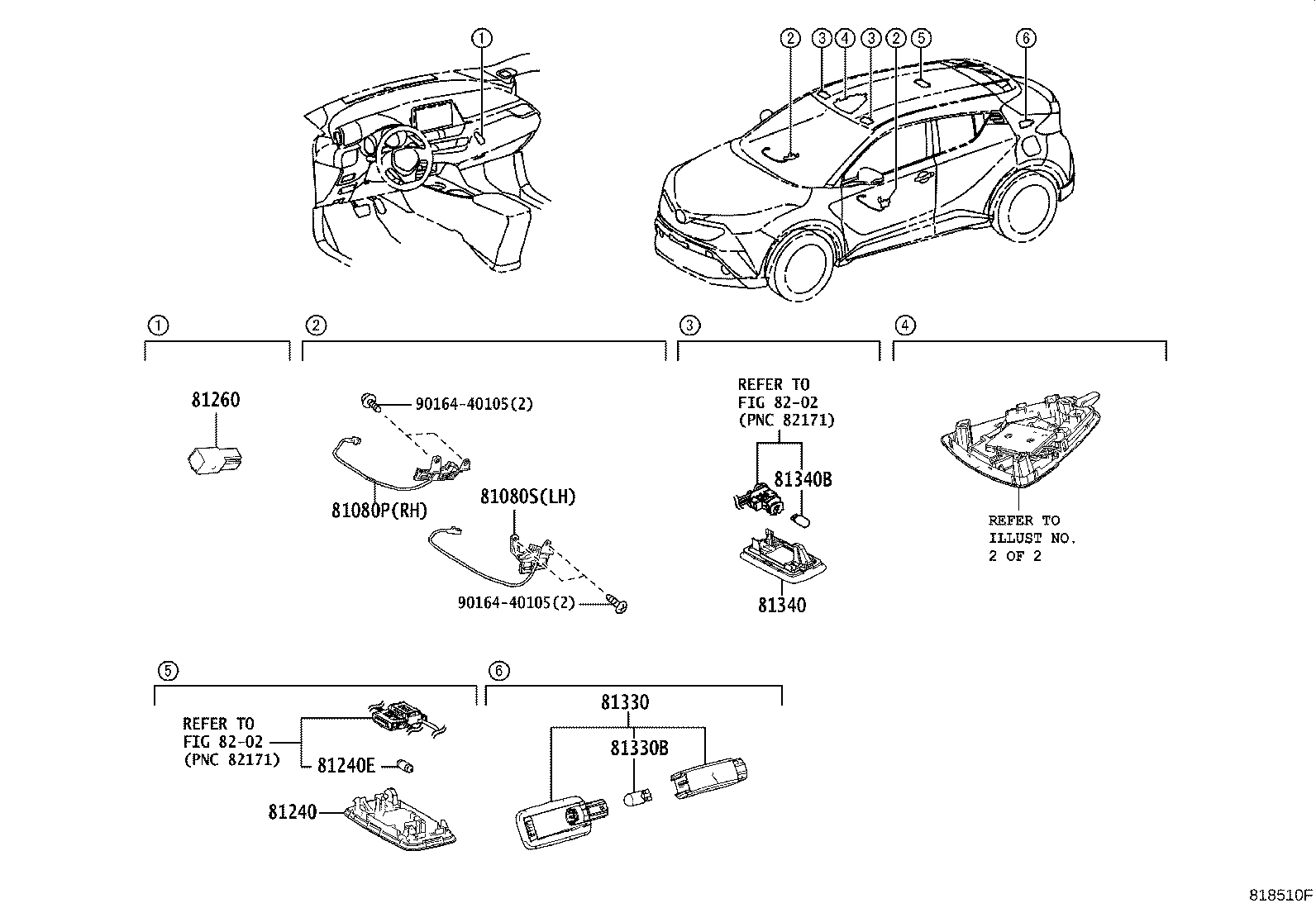 Toyota 81080-10010-C1 LAMP ASSY, INTERIOR ILLUMINATION, NO.1 RH
