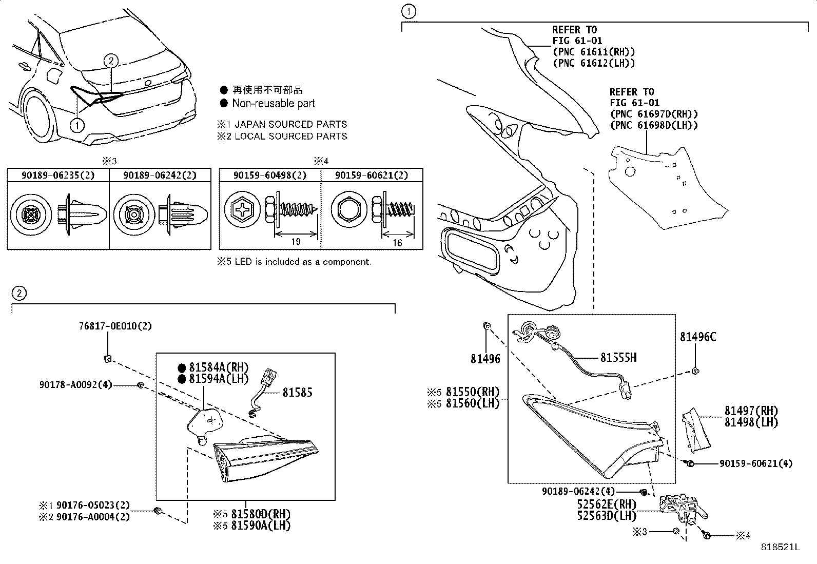 Toyota 81550-07090 LAMP ASSY, REAR COMBINATION, RH