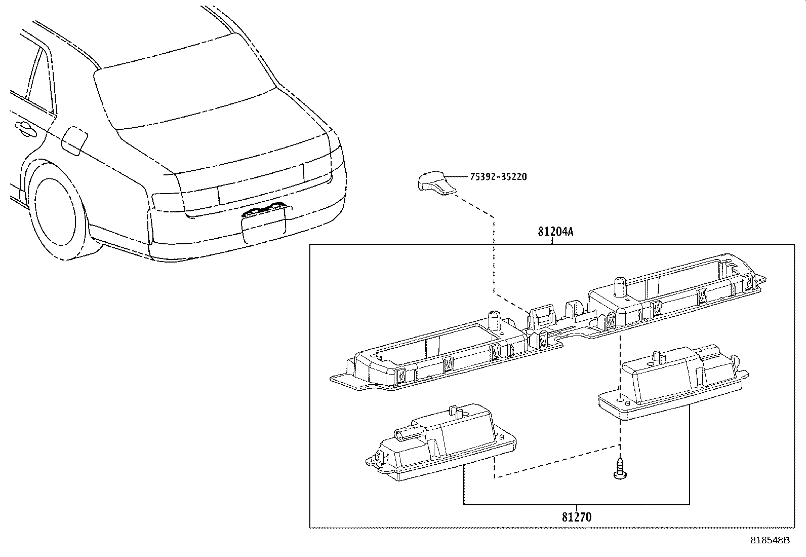 81204-40010 LAMP SUB-ASSY, LICENSE PLATE product image