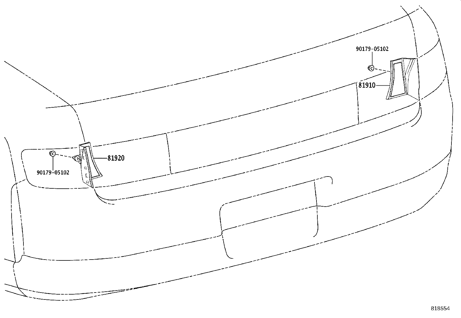 81910-40020 REFLECTOR ASSY, REFLEX, RH product image