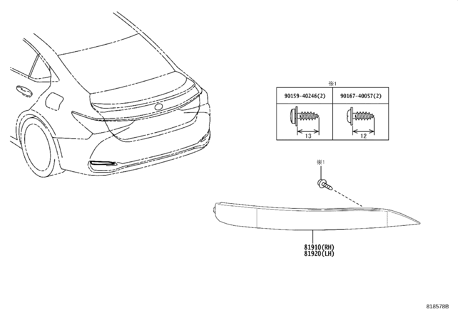 81910-33040 REFLECTOR ASSY, REFLEX, RH product image