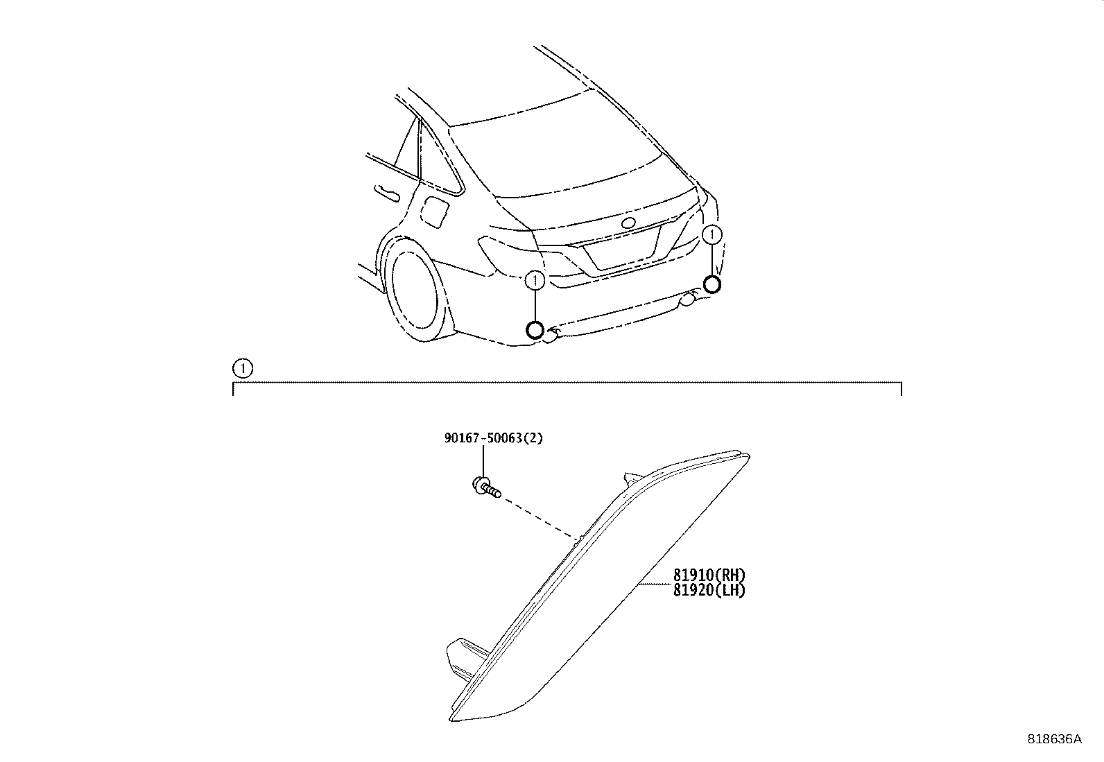 81910-30050 REFLECTOR ASSY, REFLEX, RH product image