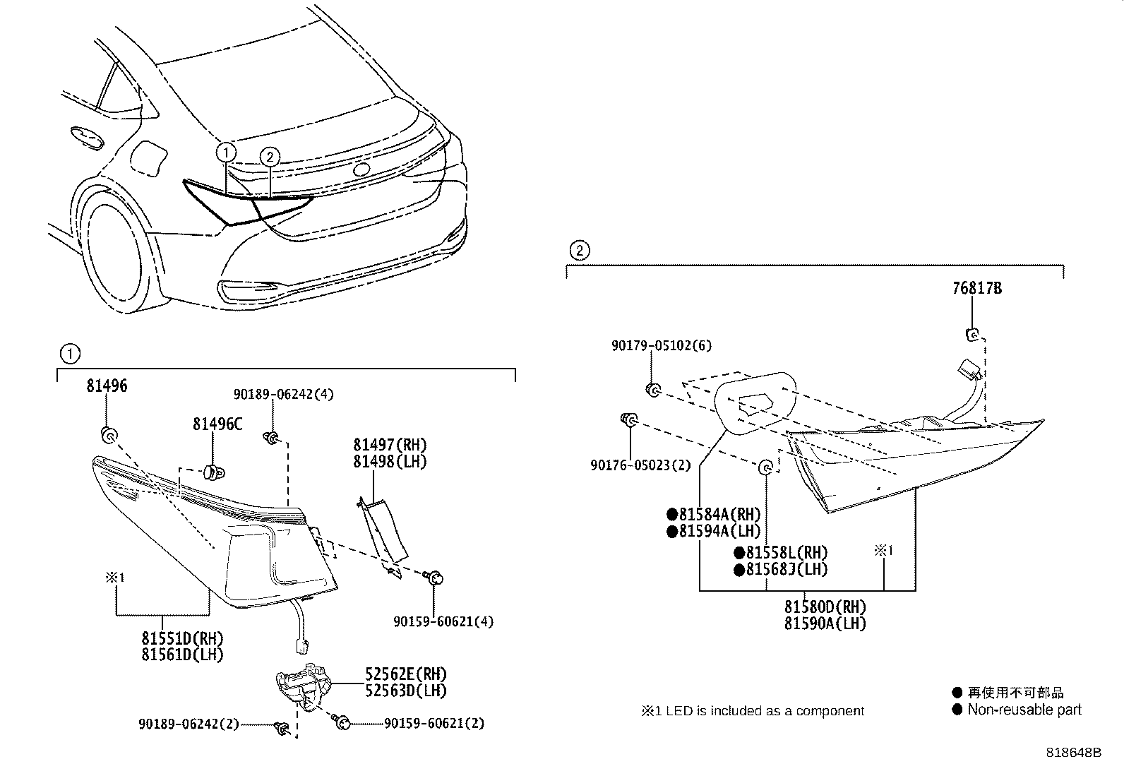 Toyota 81550-33792 LAMP ASSY, REAR COMBINATION, RH