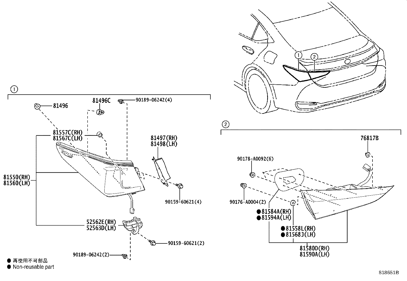 Toyota 81550-06630 LAMP ASSY, REAR COMBINATION, RH