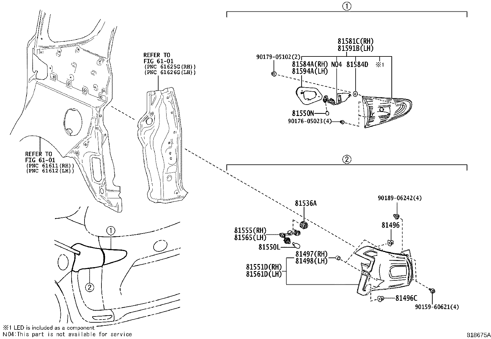 81551-52C80 LENS & BODY, REAR COMBINATION LAMP, RH product image