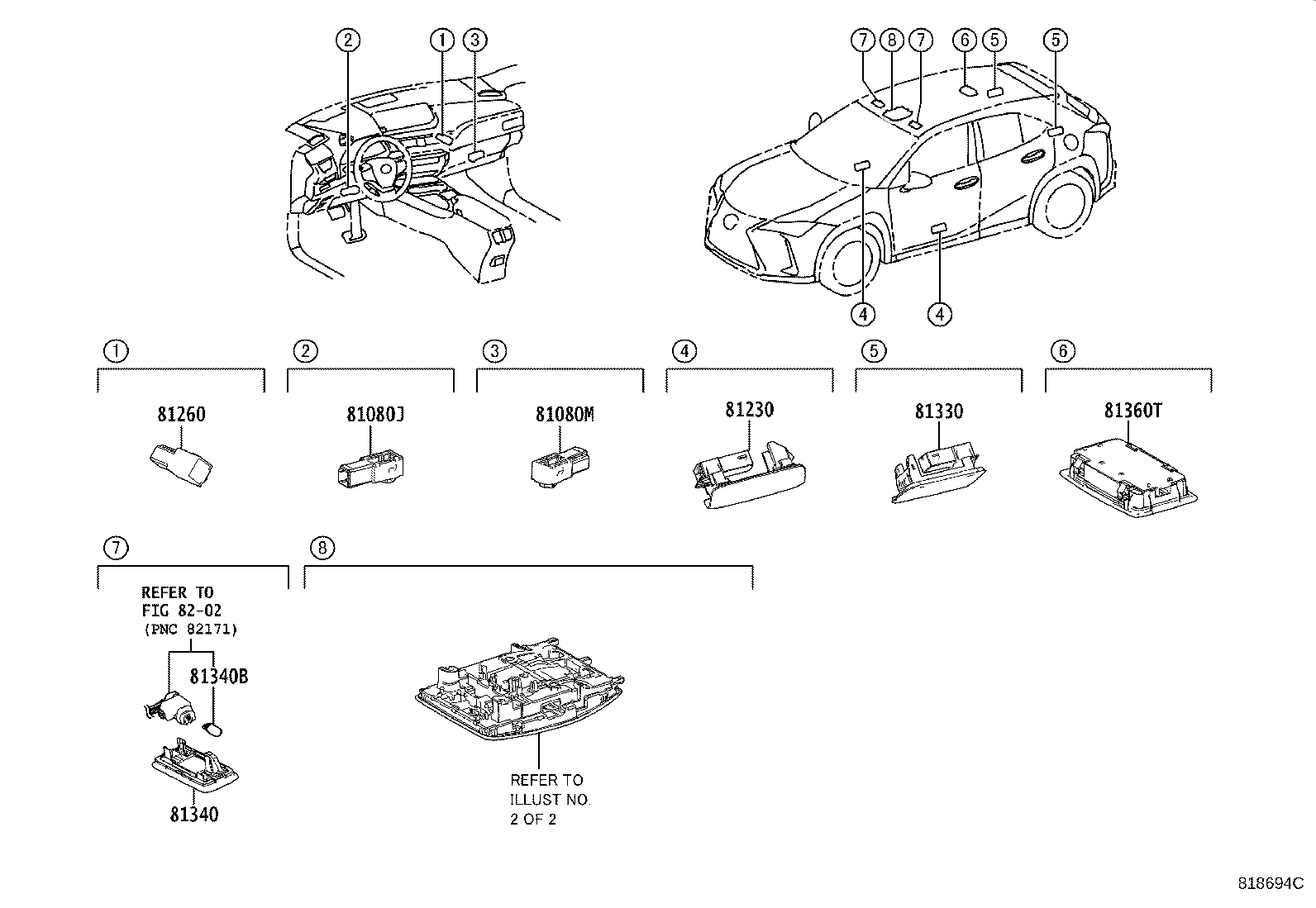 Toyota 81208-76271-C0 LAMP ASSY, MAP