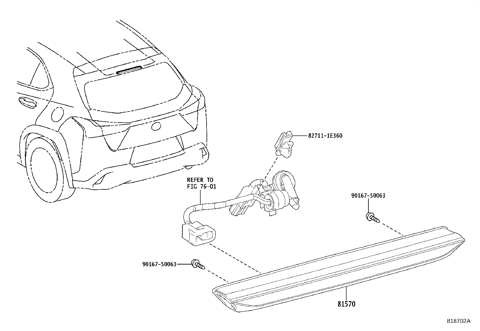 Toyota 81570-76010 LAMP ASSY, CENTER STOP