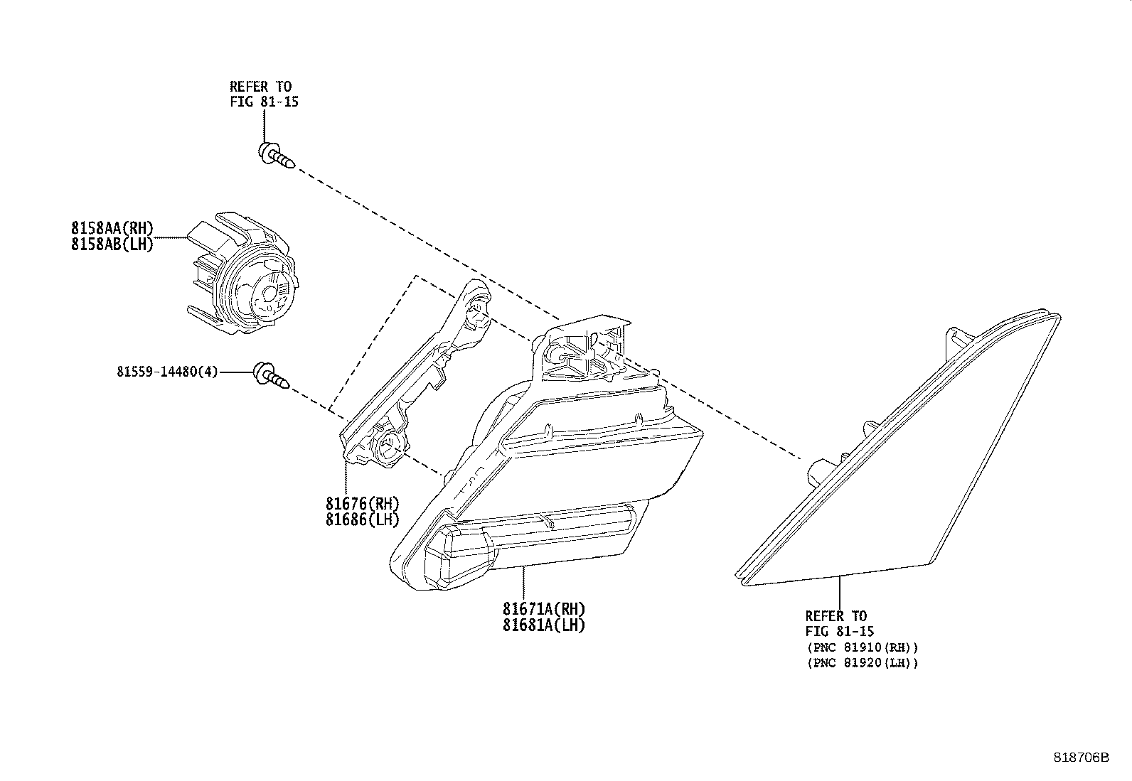 81671-76010 LENS & BODY, BACK-UP LAMP product image