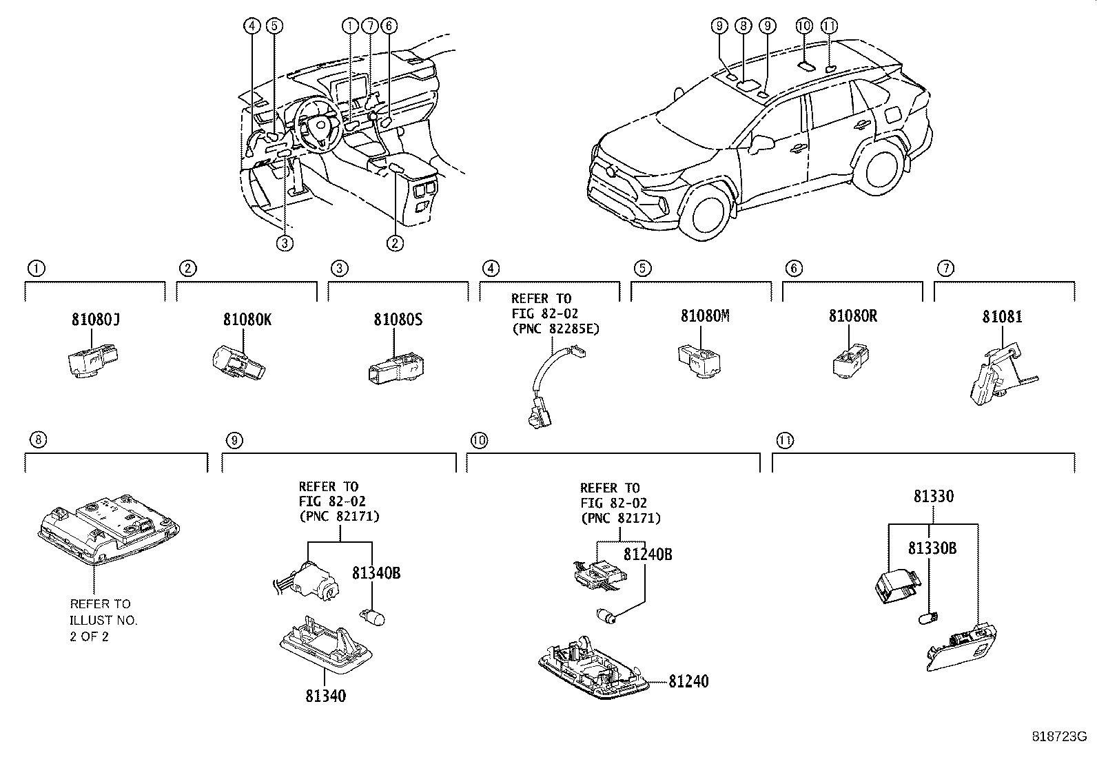 Toyota 81208-0R290-C0 LAMP SUB-ASSY, MAP