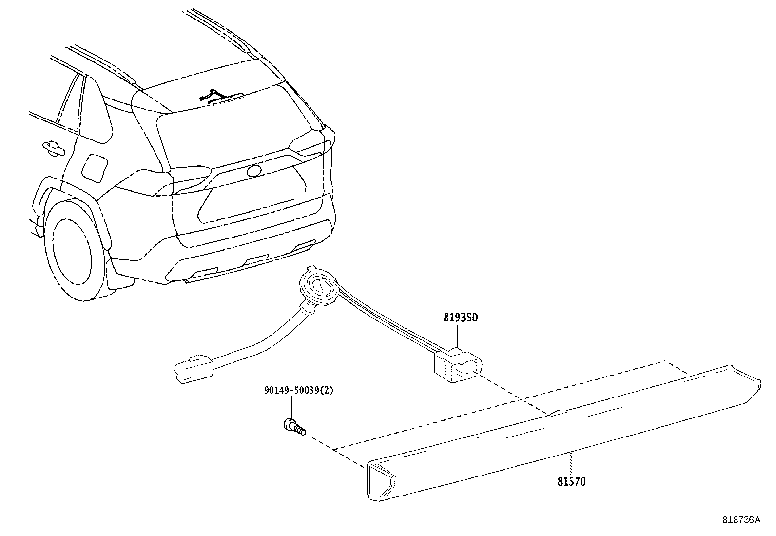 Toyota 81935-0R060 CORD ASSY, CENTER STOP LAMP