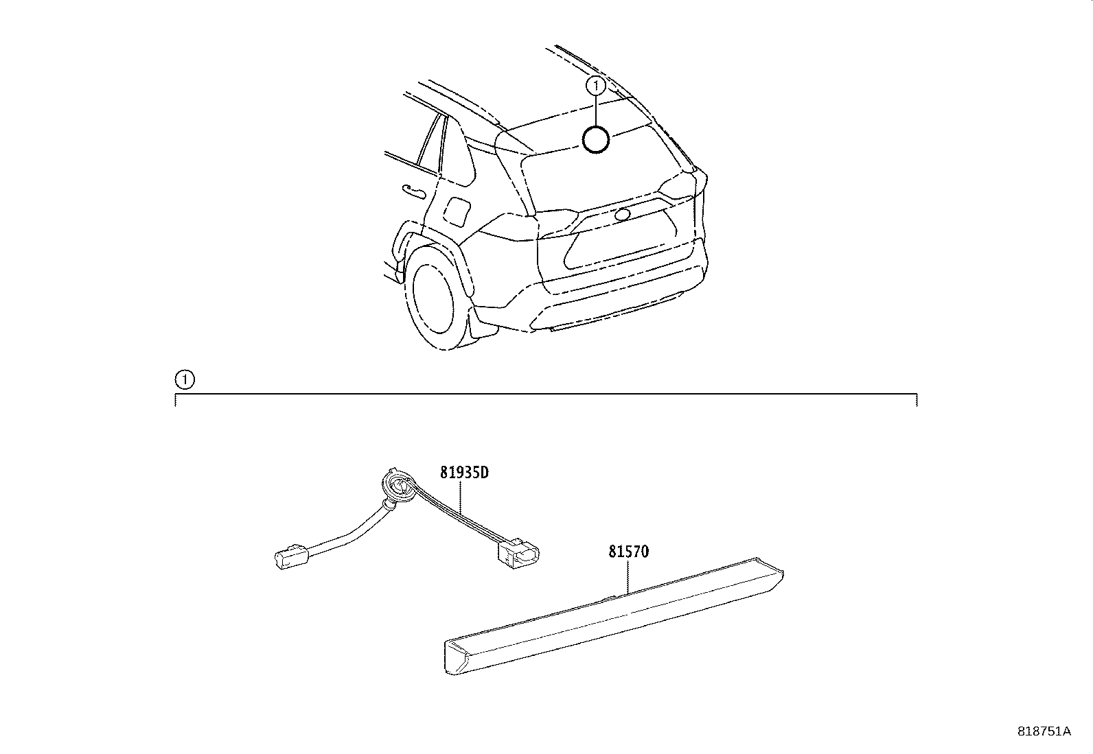 Toyota 81935-42040 CORD ASSY, CENTER STOP LAMP