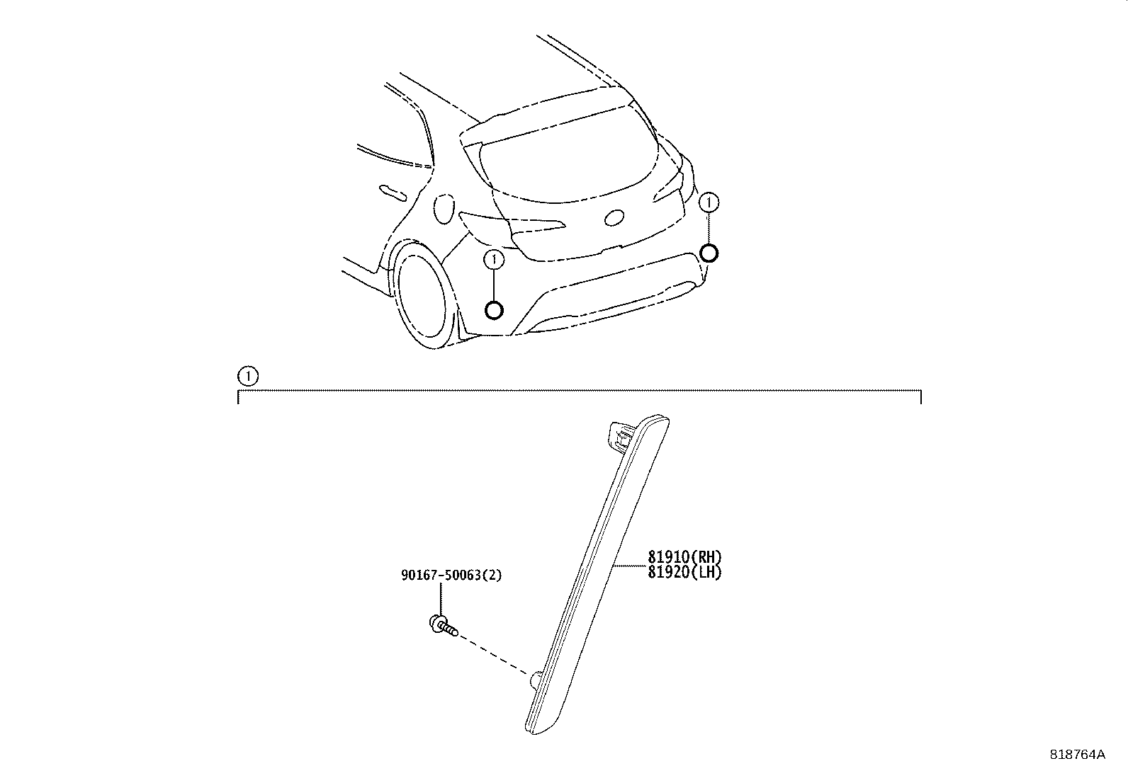 81920-02150 REFLECTOR ASSY, REFLEX, LH product image