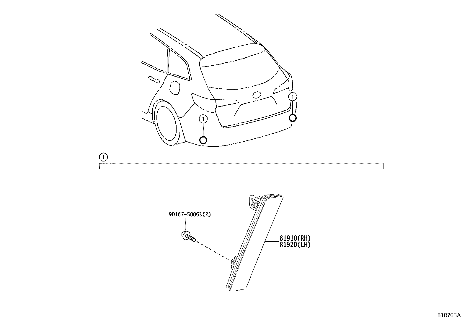 81920-02150 REFLECTOR ASSY, REFLEX, LH product image