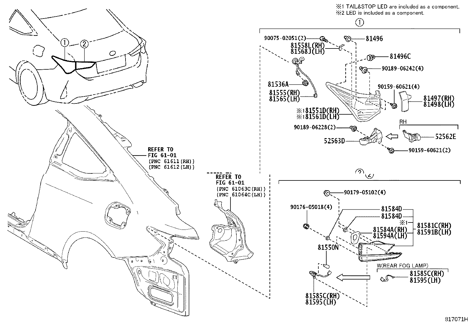 81585-24060 SOCKET & WIRE, REAR LAMP, RH product image