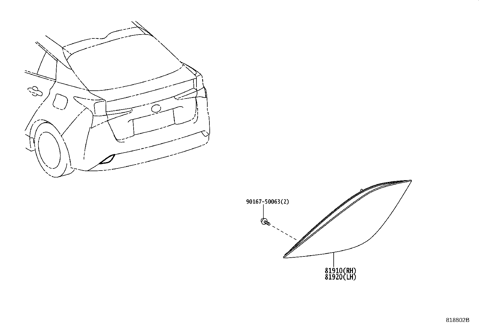 81920-47030 REFLECTOR ASSY, REFLEX, LH product image