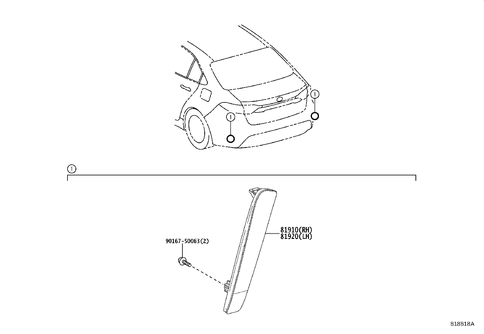 81920-12120 REFLECTOR ASSY, REFLEX, LH product image