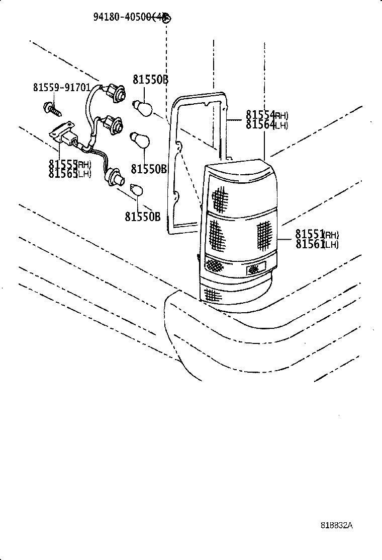 81550-30591 LAMP ASSY, REAR COMBINATION, RH product image