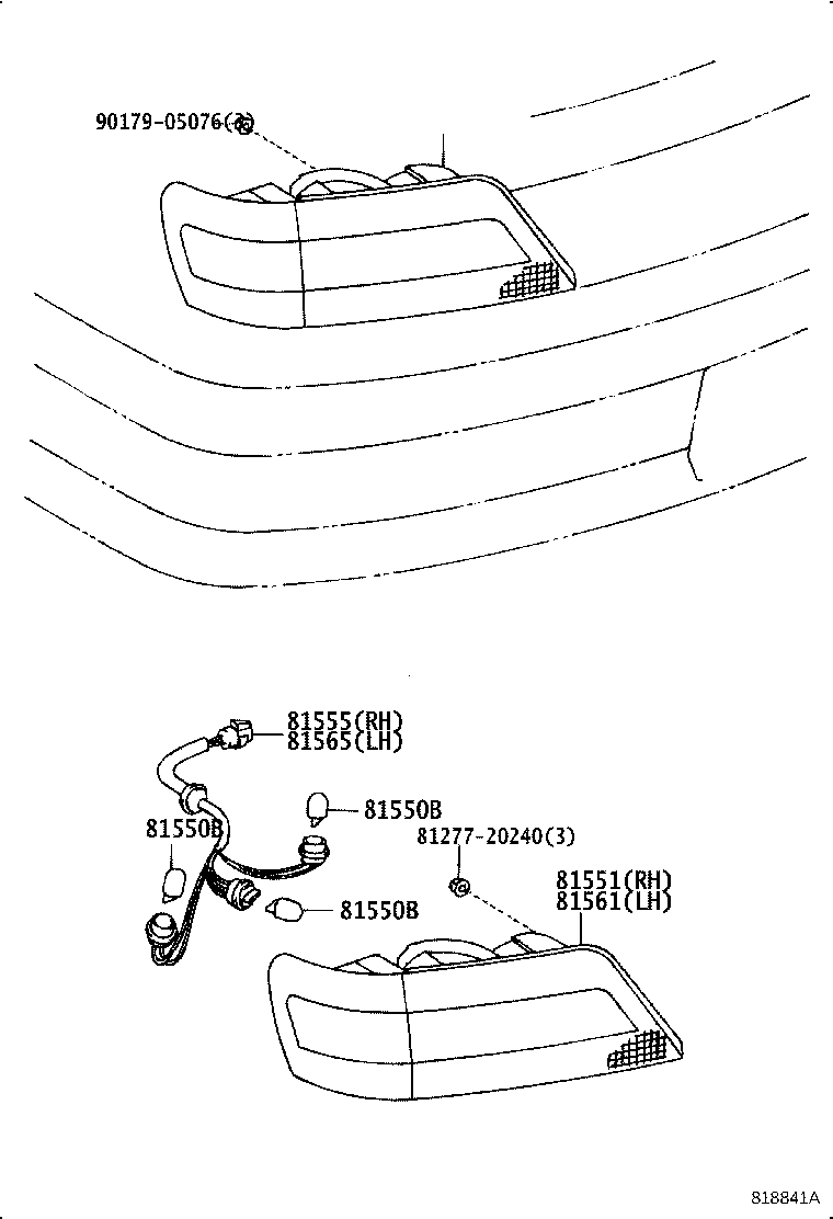 81555-1A650 SOCKET & WIRE SUB-ASSY, REAR COMBINATION LAMP, RH product image