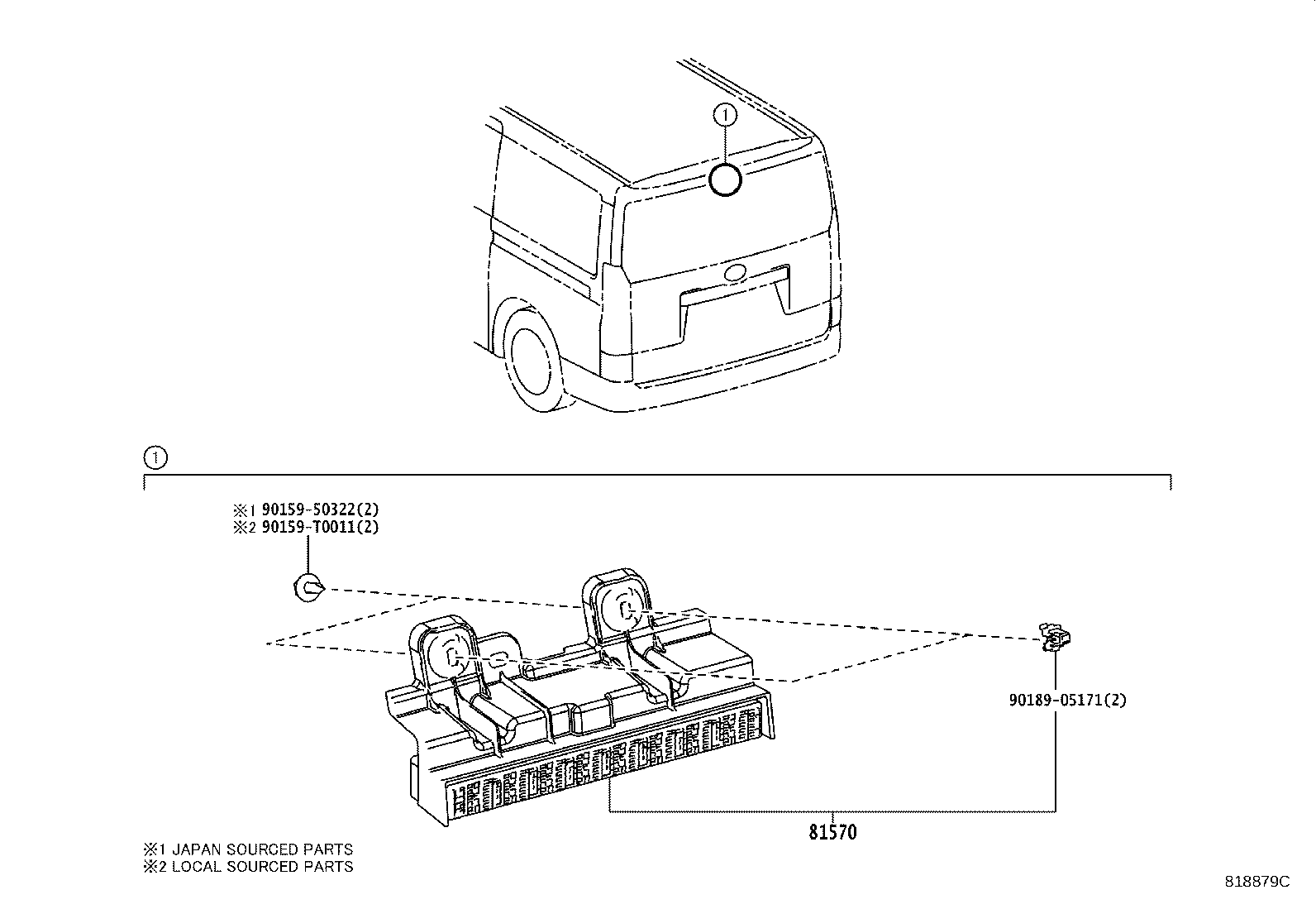 Toyota 81006-26080 LAMP ASSY, CENTER STOP