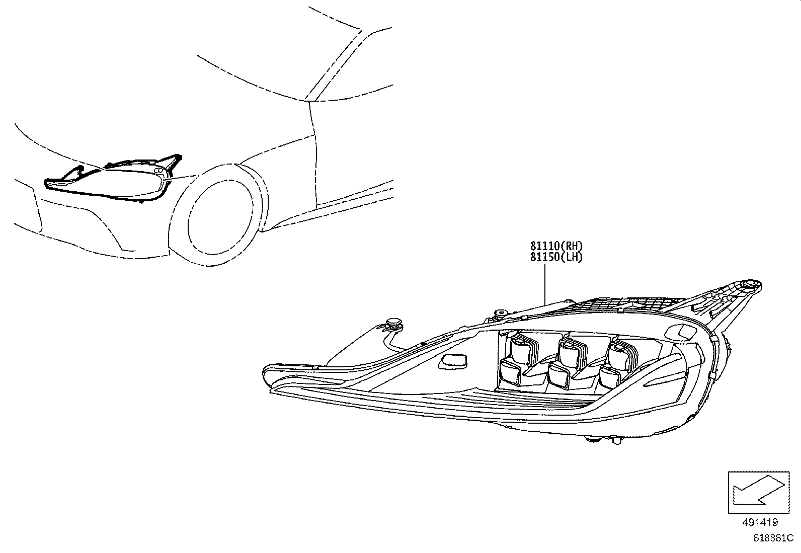 Toyota 81185-WAA01 HEADLAMP ASSY, LH