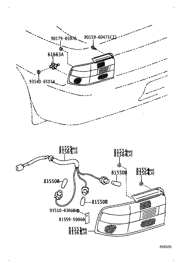 81585-12020 SOCKET & WIRE, REAR LAMP product image