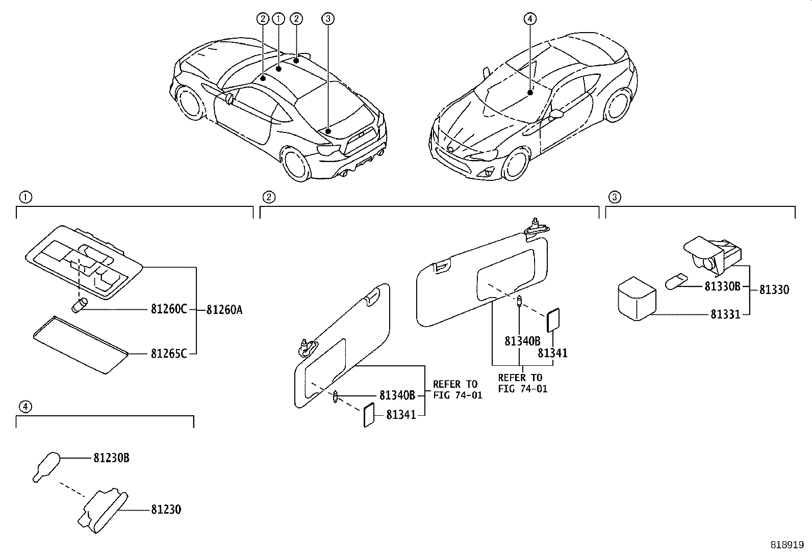 SU003-08197 LAMP ASSY, LUGGAGE COMPARTMENT, NO.1 product image