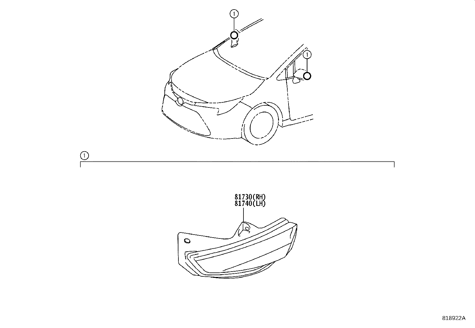 Toyota 81740-02060 LAMP ASSY, SIDE TURN SIGNAL, LH